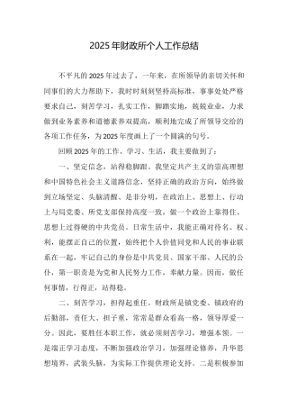 2025年财政所个人工作总结
