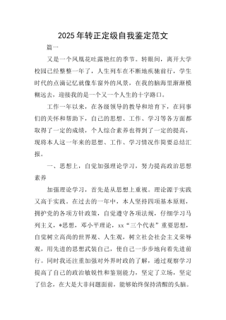 2025年转正定级自我鉴定范文