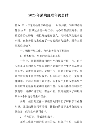 2025年采购经理年终总结