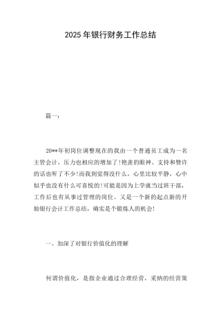 2025年银行财务工作总结