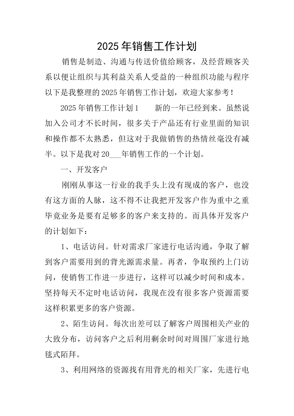 2025年销售工作计划_第1页