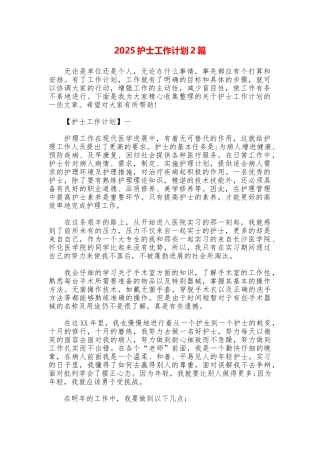 2025护士工作计划2篇