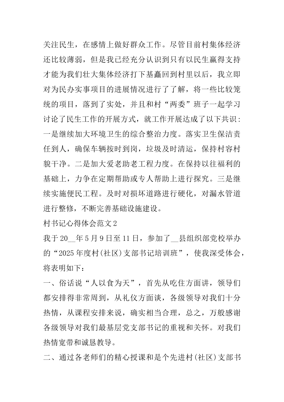 2025村书记心得体会范文_第3页
