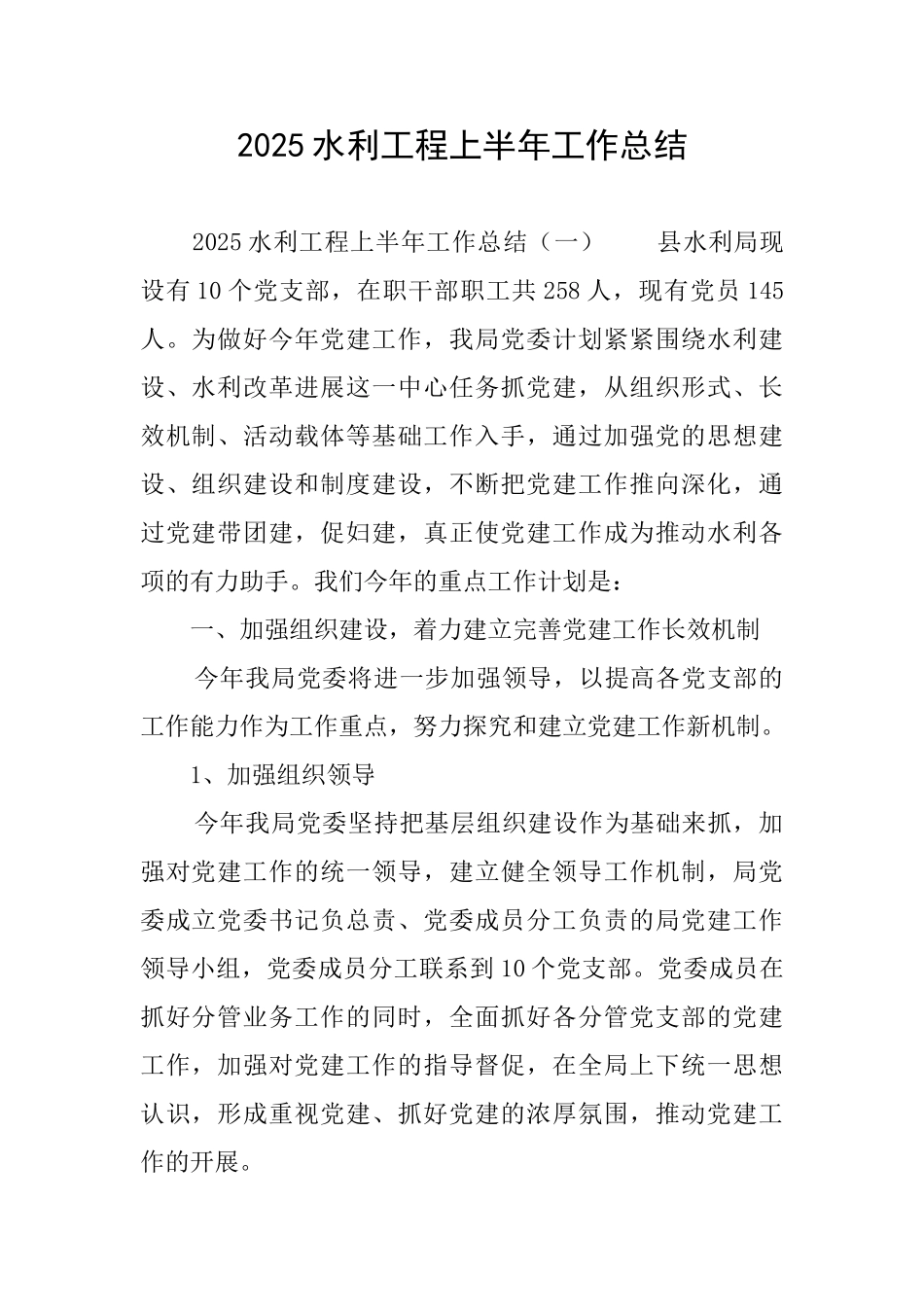 2025水利工程上半年工作总结_第1页