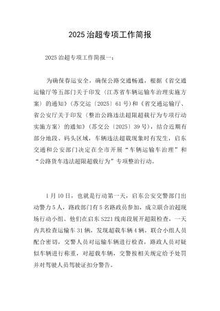 2025治超专项工作简报