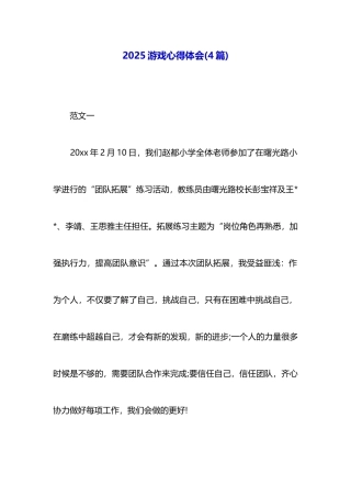 2025游戏心得体会