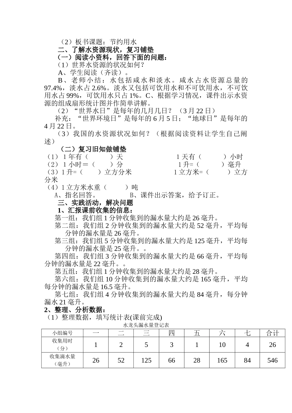 2025秋人教版小学数学六年级上册综合应用《节约用水》word教案_第2页