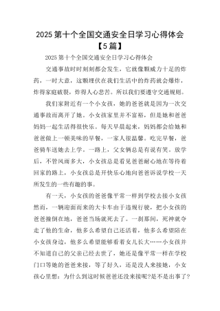 2025第十个全国交通安全日学习心得体会
