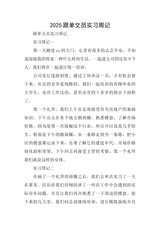 2025跟单文员实习周记