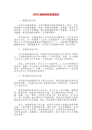 2025顾问年终总结范文