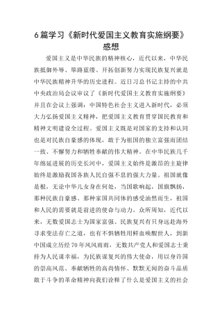 6篇学习《新时代爱国主义教育实施纲要》感想