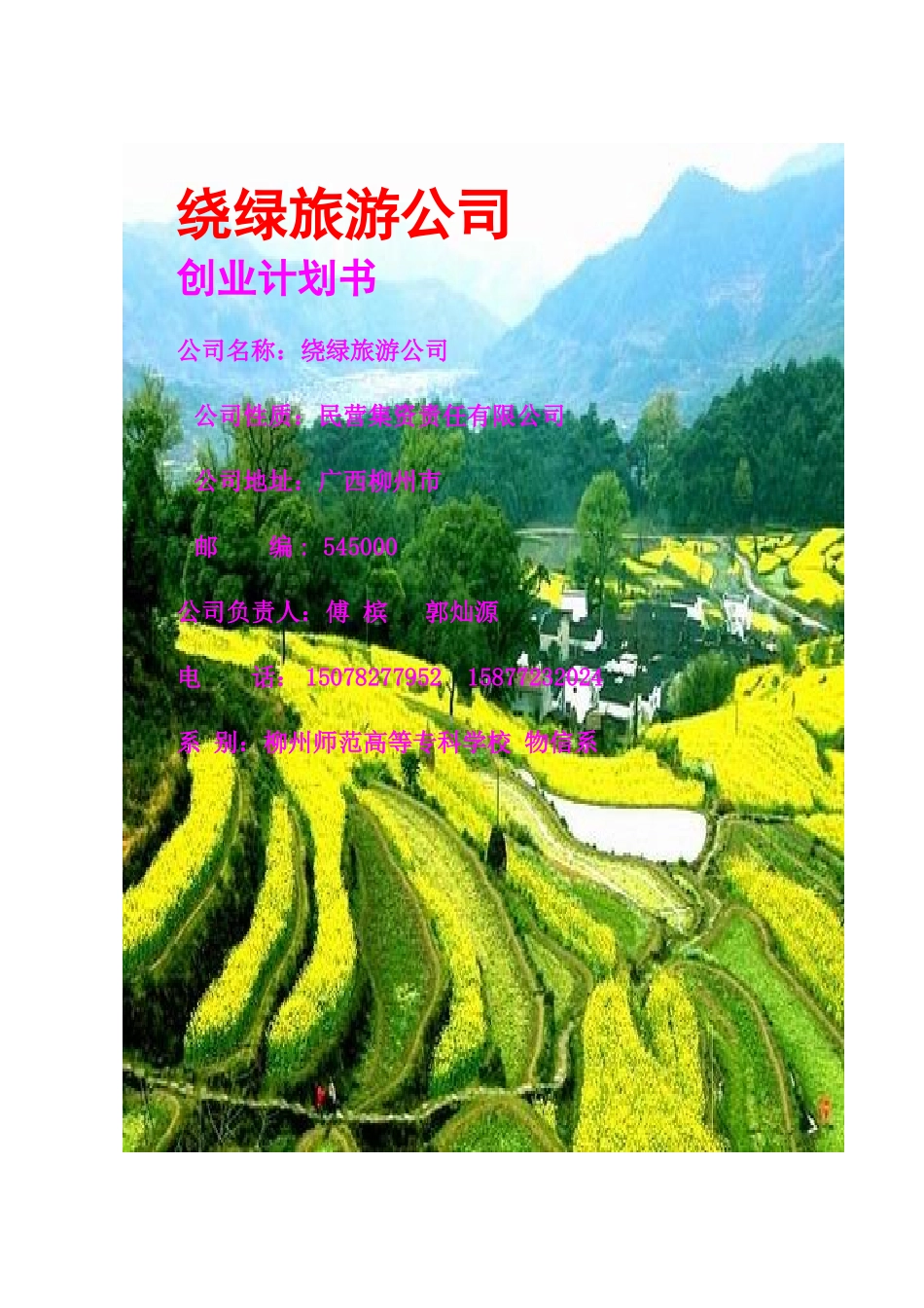 8绕绿旅游公司创业计划书_第1页
