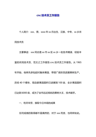 cnc技术员工作报告