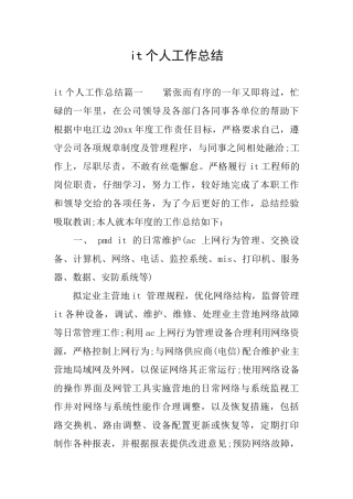 it个人工作总结