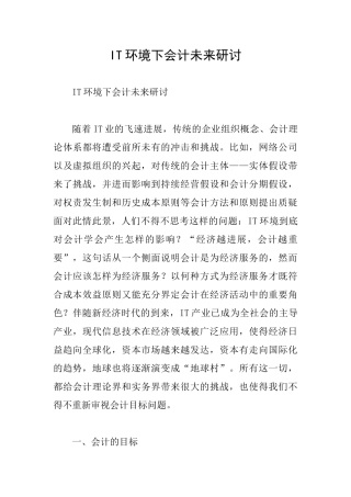 IT环境下会计未来研讨
