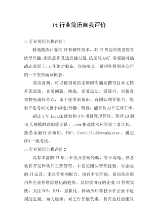it行业简历自我评价