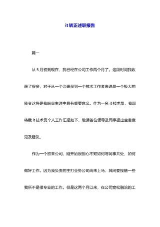 it转正述职报告