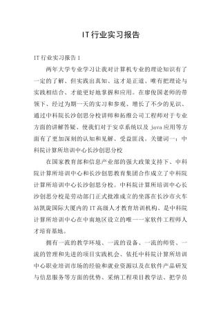 IT行业实习报告