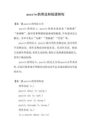 puzzle的用法和短语例句