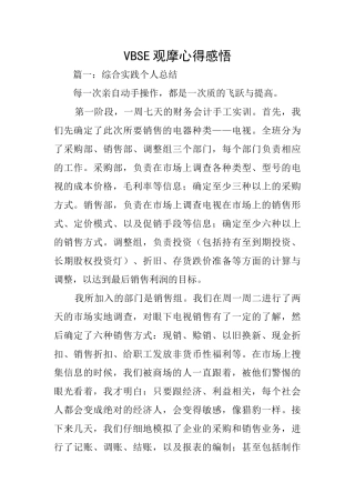 VBSE观摩心得感悟