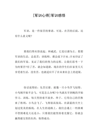 [军训心得]军训感悟