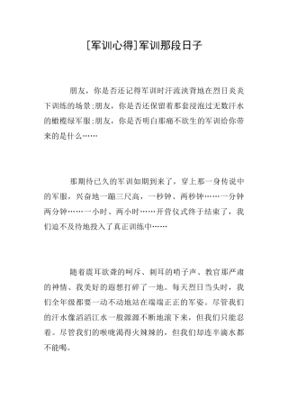 [军训心得]军训那段日子