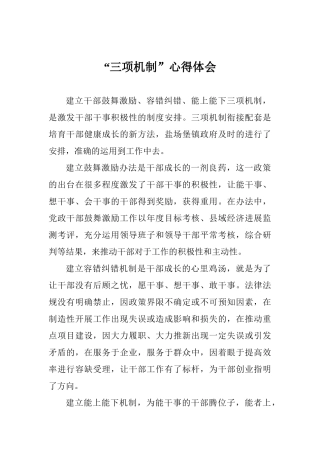 “三项机制”心得体会