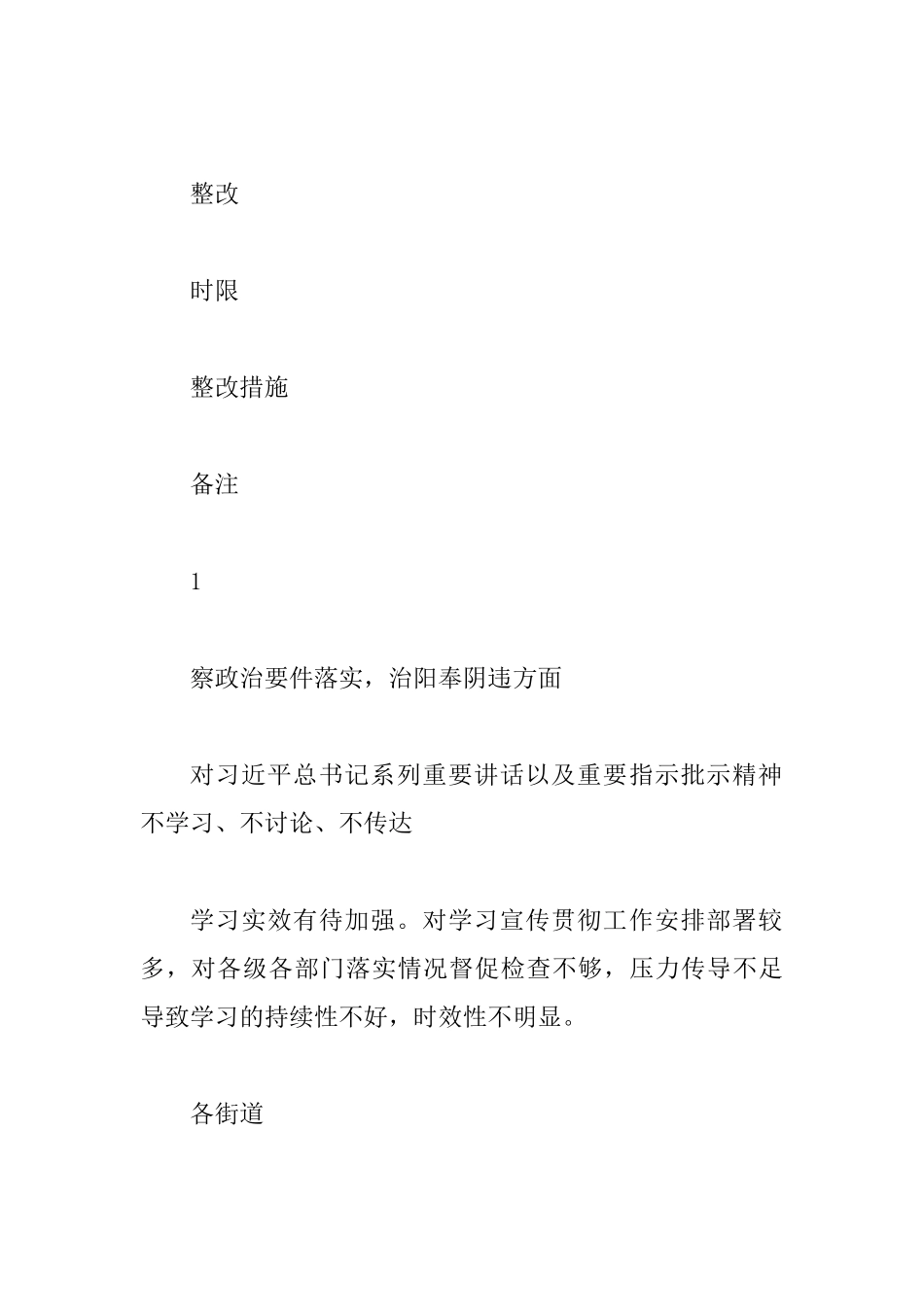 “四察四治”专项行动自查问题汇总表0_第2页