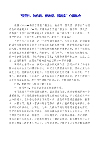 “强党性、转作风、促攻坚、抓落实”心得体会