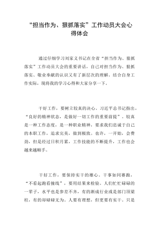 “担当作为、狠抓落实”工作动员大会心得体会
