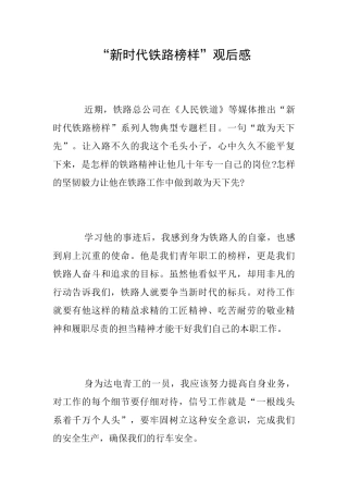 “新时代铁路榜样”观后感