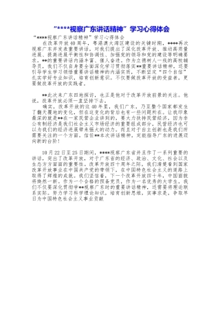 “视察广东讲话精神”学习心得体会