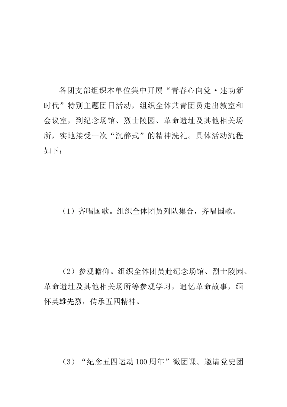 “青春心向党建功新时代”特别主题团日活动方案范文二_第3页
