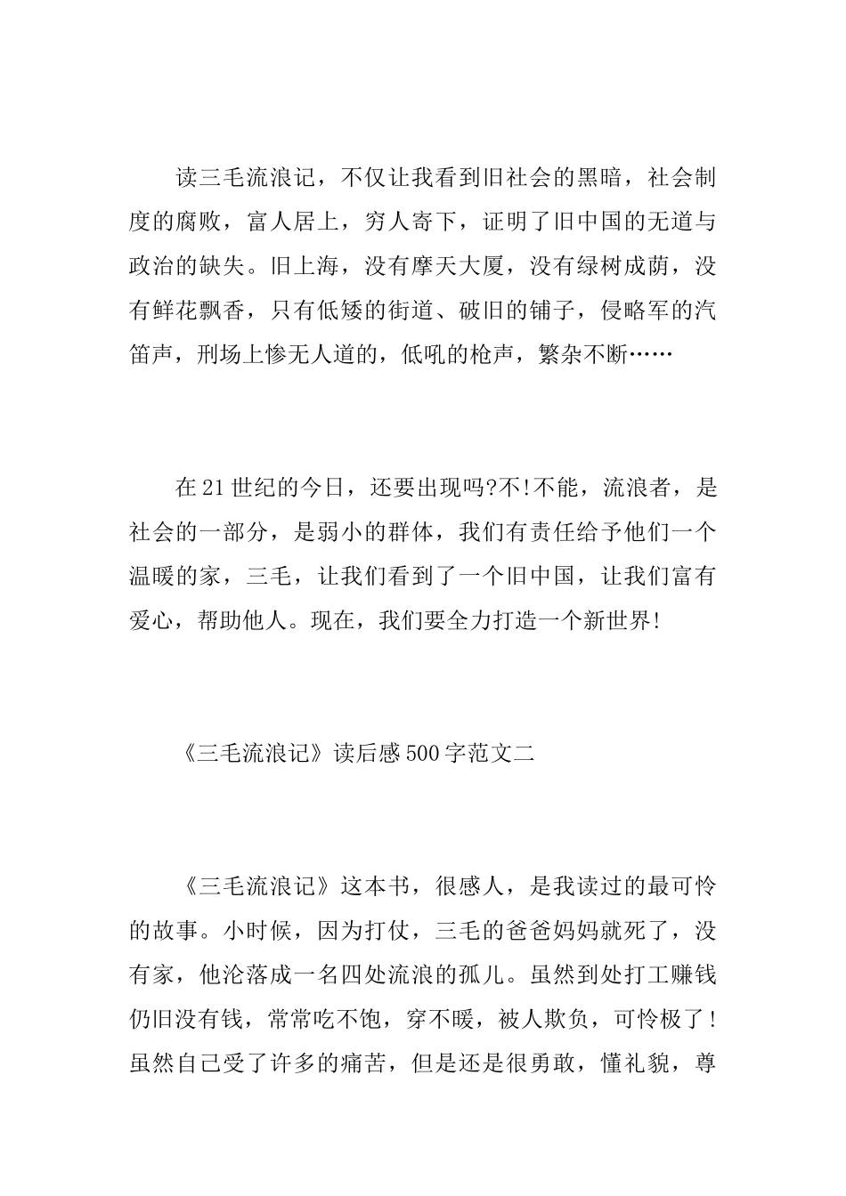 《三毛流浪记》读后感500字_第2页