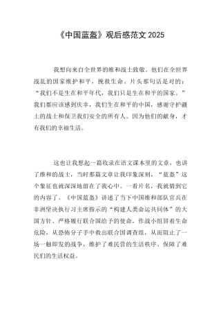 《中国蓝盔》观后感范文2025