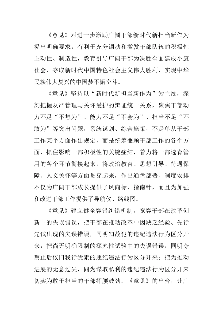 《关于进一步激励广大干部新时代新担当新作为的意见》学习体会_第2页