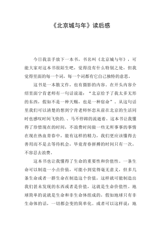 《北京城与年》读后感