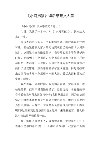 《小河男孩》读后感范文5篇