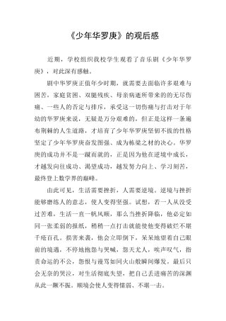 《少年华罗庚》的观后感