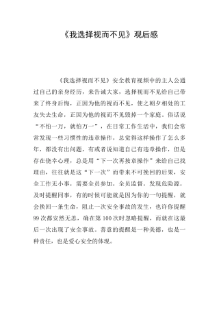 《我选择视而不见》观后感