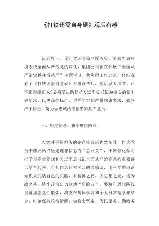 《打铁还需自身硬》观后有感