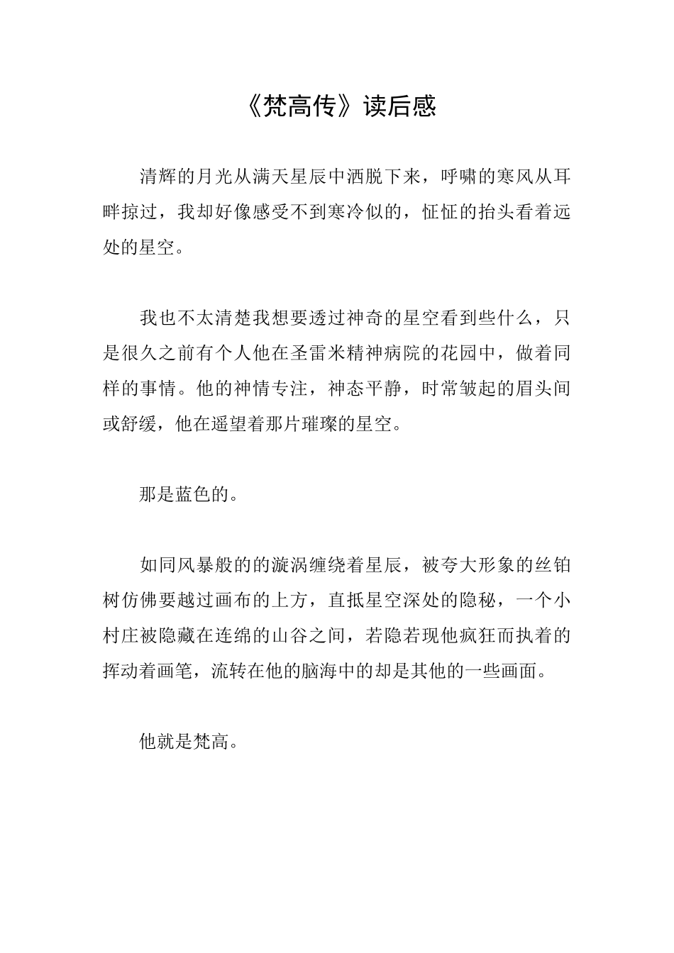 《梵高传》读后感_第1页