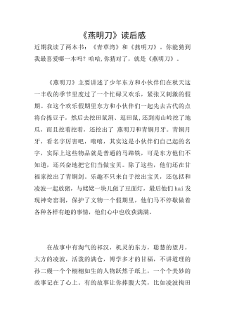 《燕明刀》读后感