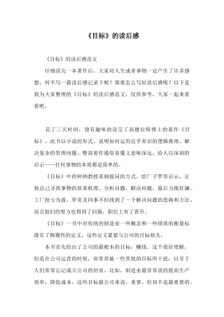 《目标》的读后感