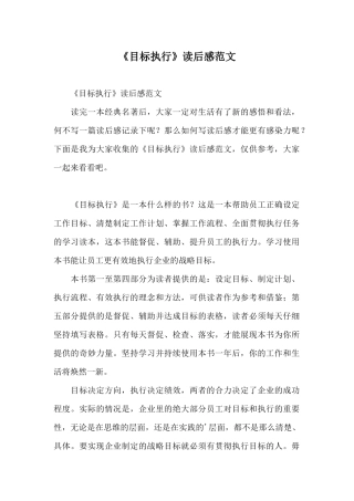《目标执行》读后感范文