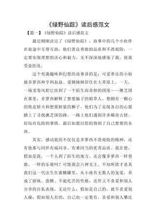 《绿野仙踪》读后感范文