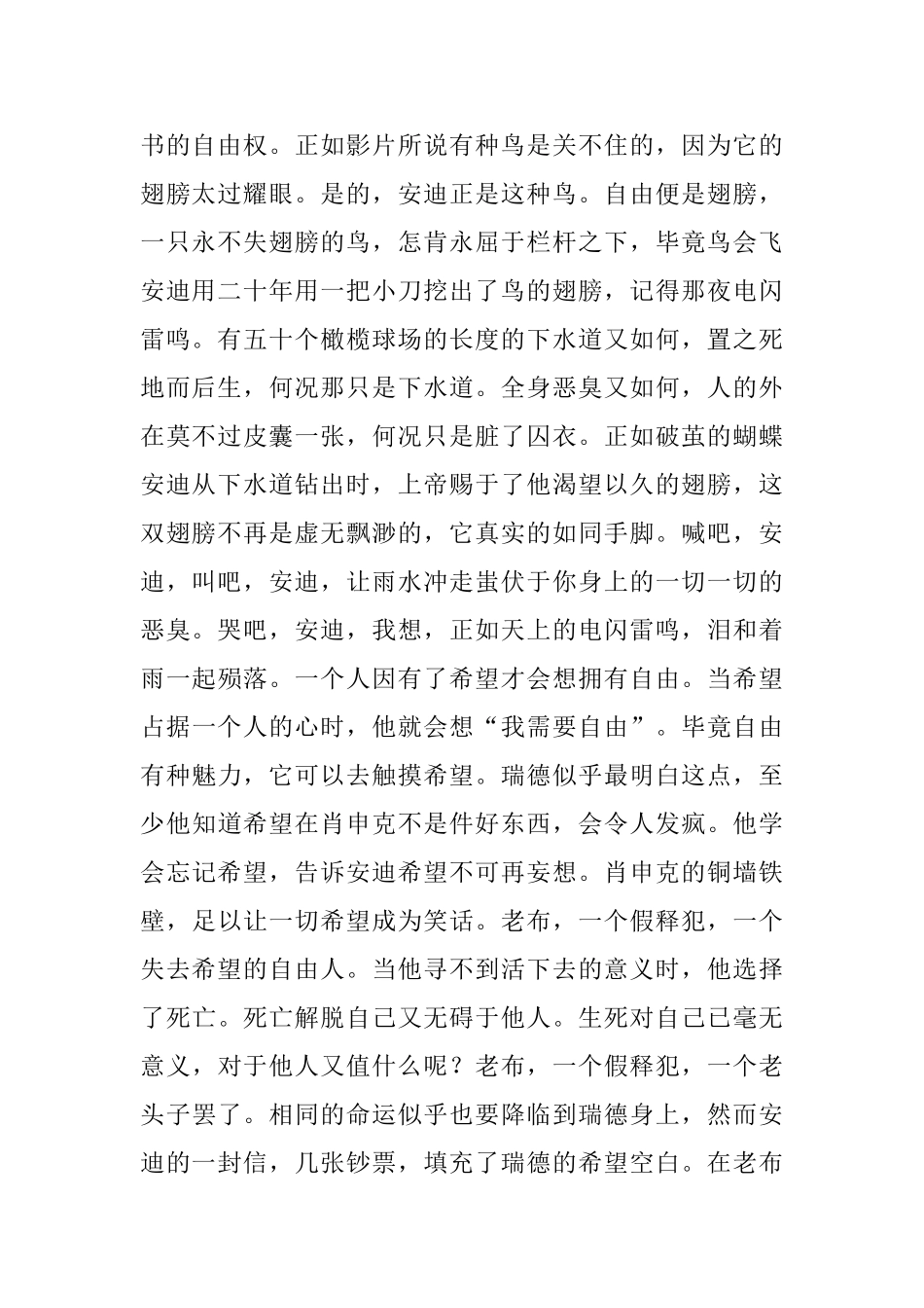 《肖申克的救赎》观后感五篇与学生代表国旗下讲话6篇_第2页