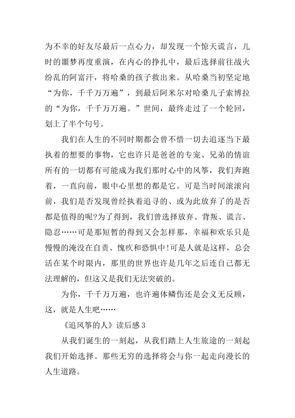 《追风筝的人》初二2025读后感600字_第3页