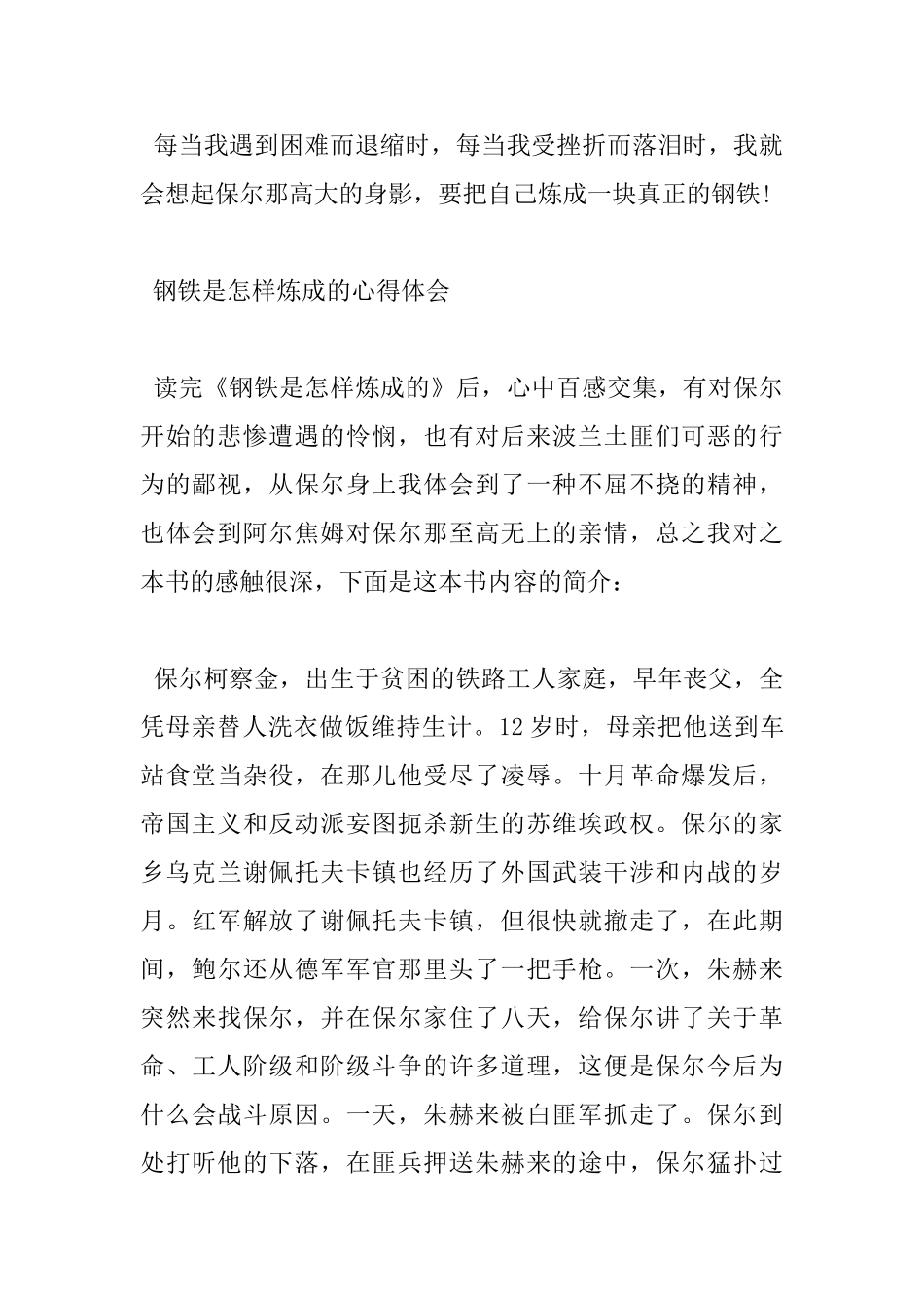 《钢铁是怎样炼成》的心得体会_第2页