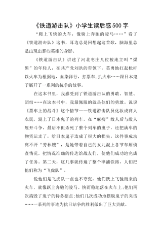 《铁道游击队》小学生读后感500字